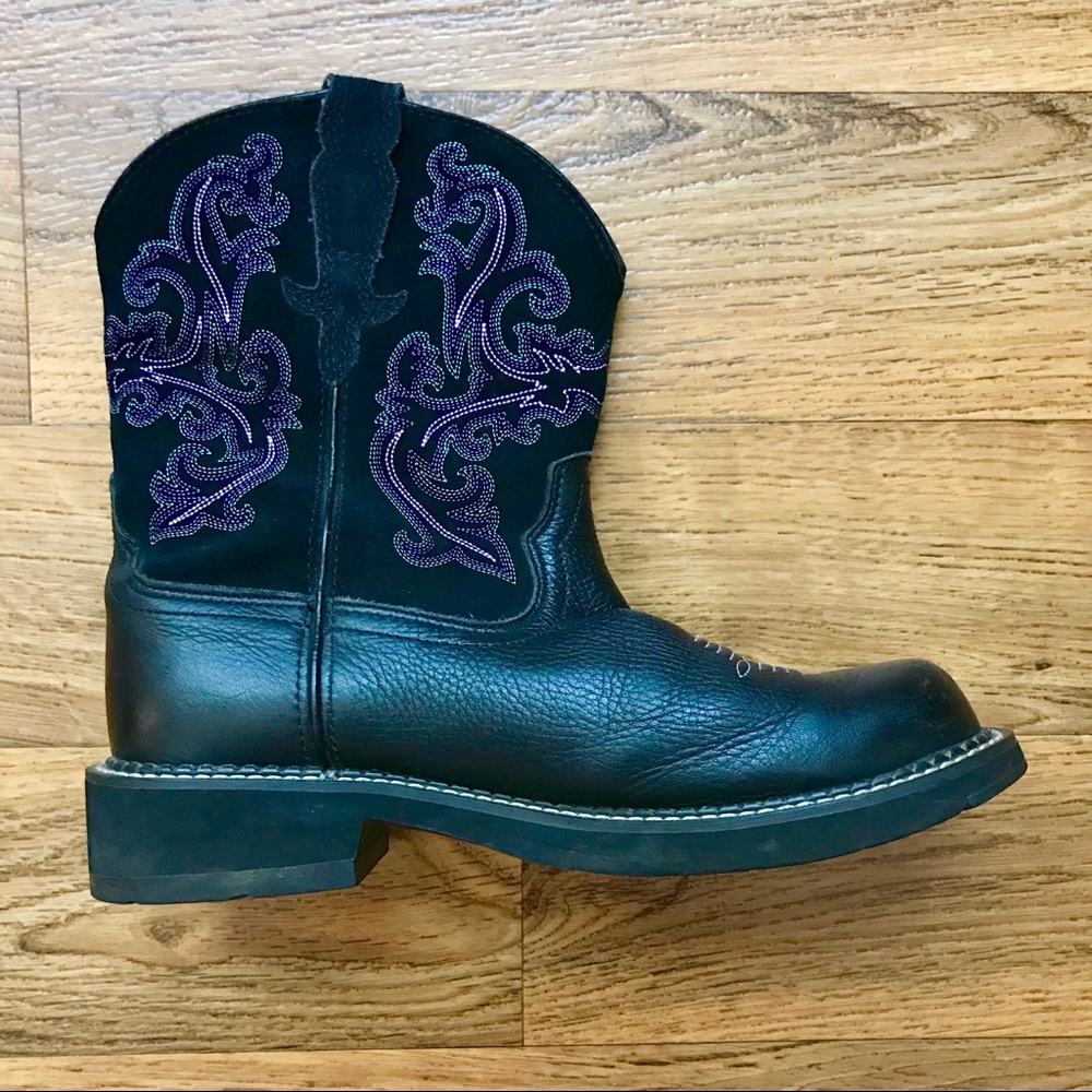 Ariat Fat Baby Black leather Boots Embroidered